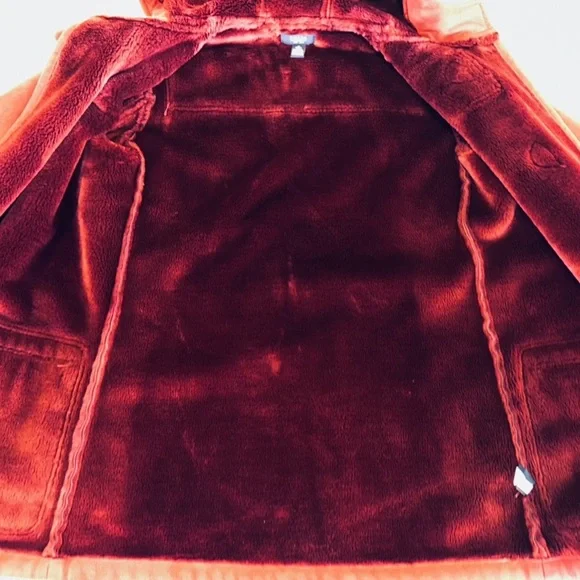 Ralph Lauren CHAPS Car Coat Women’s Faux Suede Red Hooded Cozy Jacket Size M - Picture 5 of 9
